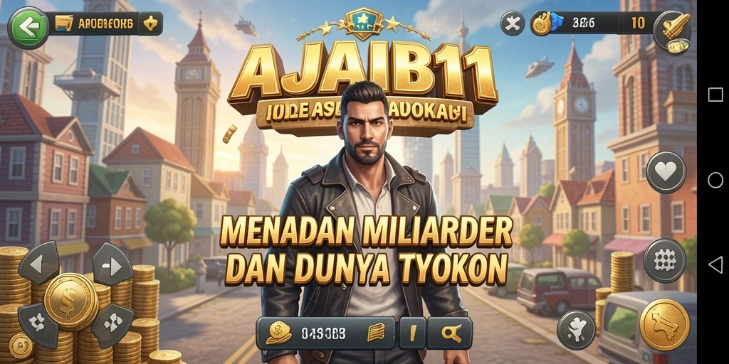 Tampilan gameplay AJAIB11 yang seru dalam mengelola kerajaan bisnis di dunia Tycoon.