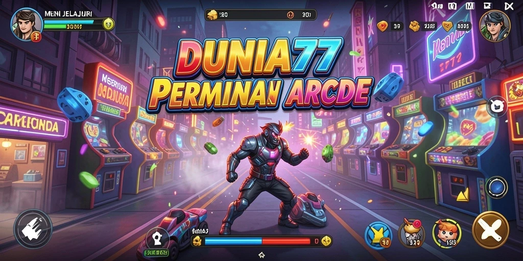 Tampilan permainan DUNIA77 dengan aksi menegangkan di dalam game Arcade.