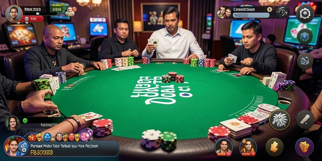 Screenshot gameplay FB333 menunjukkan aksi poker yang intens dan seru.