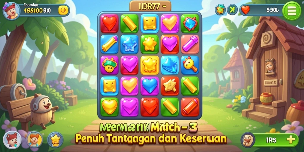 Screenshot gameplay IDR77 menampilkan tantangan seru dalam mencocokkan item.