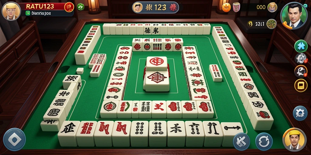 Tampilan gameplay seru dalam RATU123 dengan ubin Mahjong yang menarik.