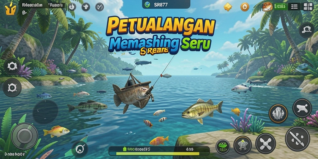 Tampilan gameplay SR877 yang dinamis dengan aksi memancing seru.