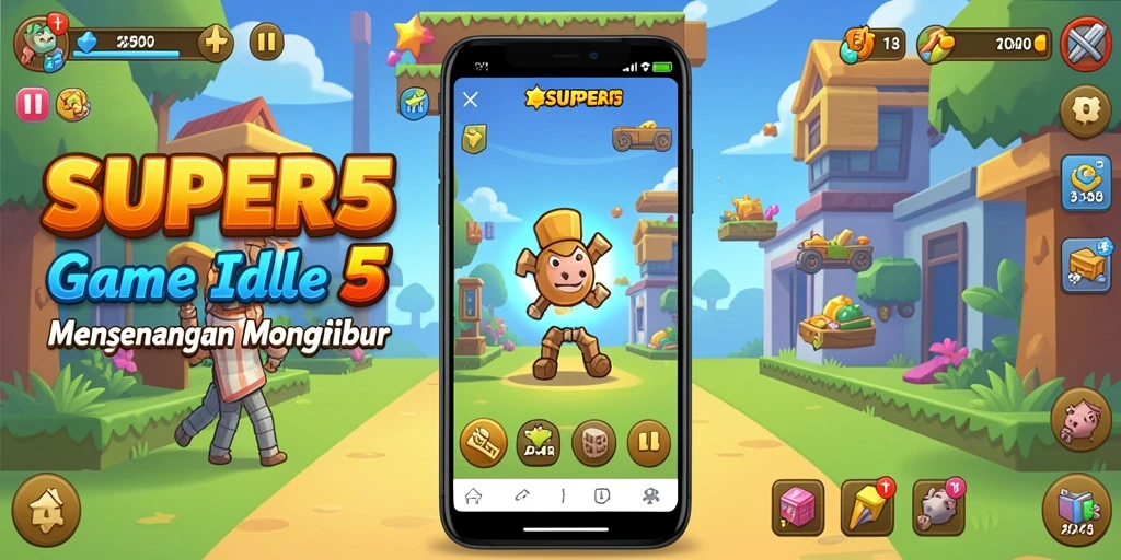Tampilan gameplay SUPER5 yang penuh warna dan menarik.